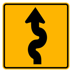 Winding Traffic Road Sign,Vector Illustration, Isolate On White Background Label. EPS10