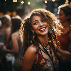 Fototapeta premium Carnival people at carnival friends at carnival woman at carnival