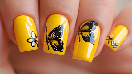 yellow nail art