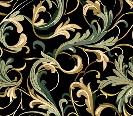 Scrollwork, Fabric Pattern, Seamless Pattern.