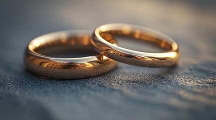 A pair of wedding rings in a beautiful outdoor beach setting. 