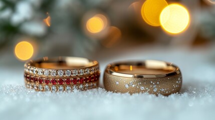 Obraz na płótnie Canvas A pair of wedding rings in a beautiful setting. 