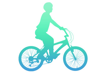 Obraz na płótnie Canvas 自転車に乗る少年シルエット