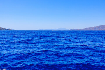 View of the sea from an excursion yacht. Background with selective focus and copy space