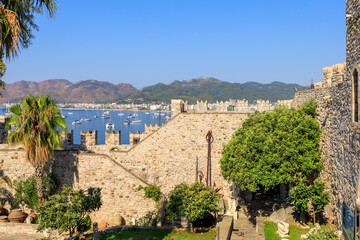 The ancient city fortress of the city of Marmaris. Background with selective focus and copy space