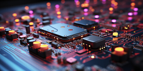 Fototapeta na wymiar Futuristic Circuitry: Tech's Backbone in Vivid Detail