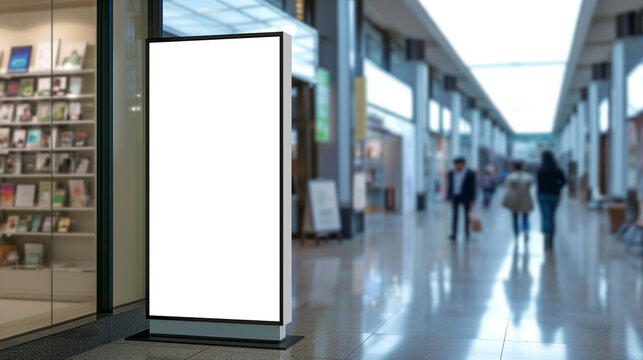 White borad for product advertisement at the book store. Created using generative AI.