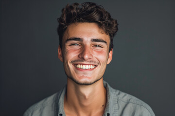 Obraz premium A young man with a beard is smiling for the camera
