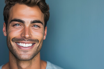 Fototapeta premium A man with a beard is smiling for the camera