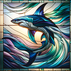 Stained glass shark