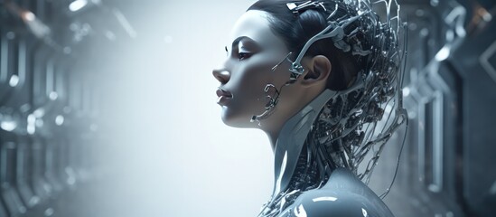 Woman robot for digital learning of the artificial intelligence future technologies. Generate AI