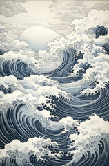 japanese style wave illustration 1