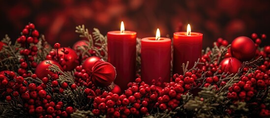 Red candlelit advent floral display