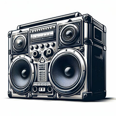 Speaker icon. audio speaker box vector symbol in black filled and outlined style. - obrazy, fototapety, plakaty