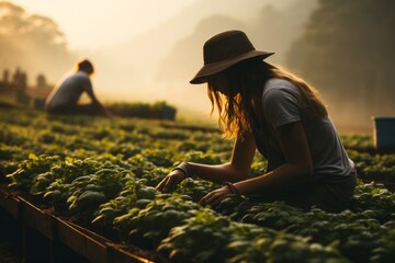 Fototapeta premium portrait of a young female farmer 
