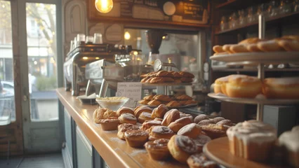 Tuinposter Cozy Café Delights: Freshly Baked Pastries Ready to Serve © 대연 김