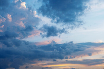 Naklejka na ściany i meble Dreamy sunset skyscape. Evening sky.