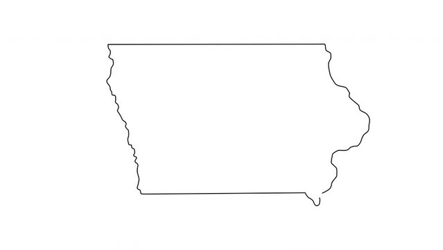 animated sketch of a map of the state of Iowa
