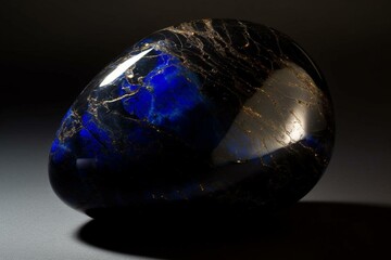 Dark obsidian with vivid cobalt gleam. Generative AI