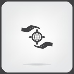 Globe in hands, world security, vector illustration on a light background.