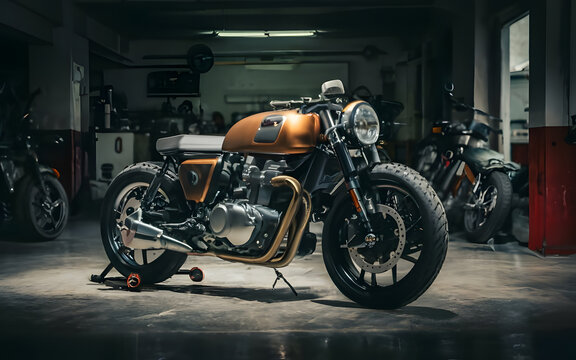 motorcycle on the garage