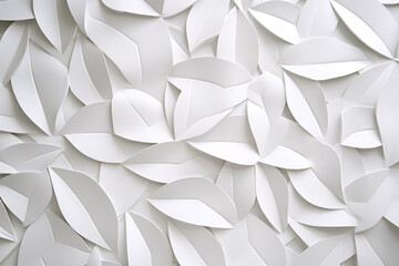 White Geometric Leaves 3D Tiles Wall Texture Background, Minimal