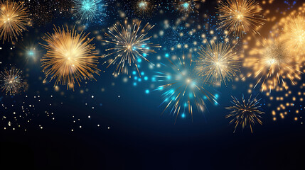 Naklejka premium 2024 new year firework celebration wallpaper with shiny effect