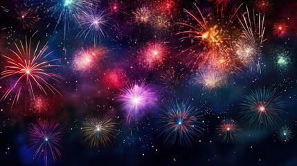 Naklejka premium Realistic fireworks border illustration