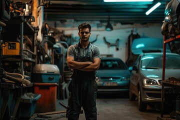 Fototapeta na wymiar car mechanic working in the garage