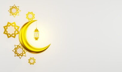 3D Ramadhan gold and white background banner