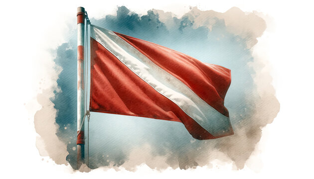 Faded SCUBA Dive Flag watercolor