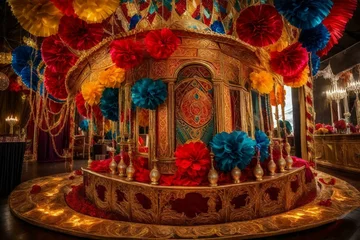 Fotobehang preparatory carnival float in the city in Brazil, Generative AI. © Wagner
