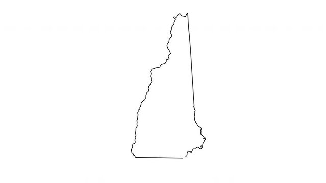New Hampshire state map sketch animation