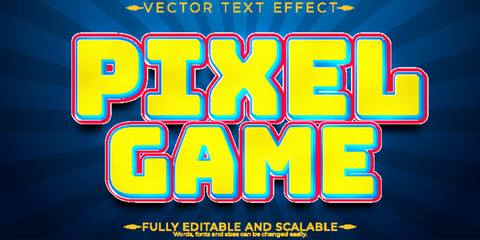 Pixel game text effect, editable arcade and 80s text style