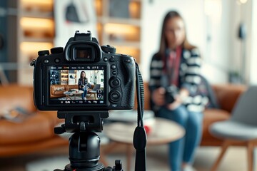 Girl recording a fashion blog