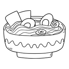 Japanese ramen Illustration hand drawn Outline vector 