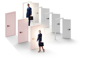 Business people and many doors of opportunities