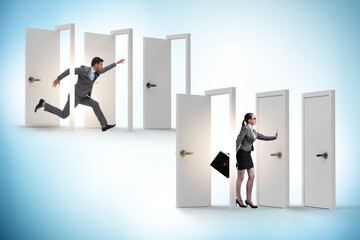 Business people and many doors of opportunities