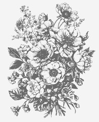 hand drawn sketch of flowers