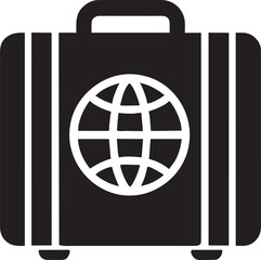 design a suitcase with destination stickers, showcasing global travel, icon