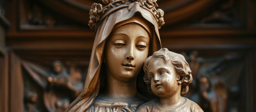 Religious representation of Virgin Mary and child.