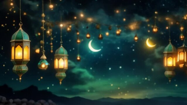 islamic lantern in the night fantasy ramadan kareem