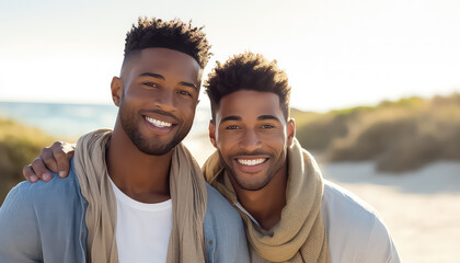 gay couple on the beach , black history month