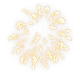 Golden firework festival visual on transparent backgrounds 3d illustration png