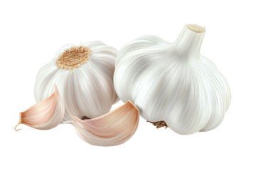 Isolated white garlic bulb, fresh and organic, perfect for seasoning and cooking, a healthy ingredient for gourmet and vegetarian dishes