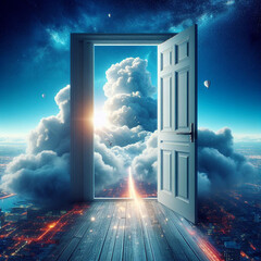 An open door on the clouds Ai generated art