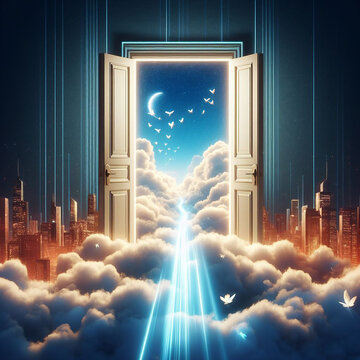 An open door on the clouds Ai generated art