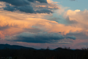 Multi-Colored Clouds in a Dramatic Sky at Sunset