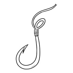 fishing hook illustration outline vector