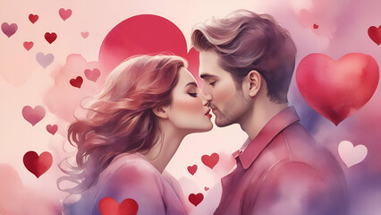 couple kissing, Make your Valentine's Day marketing stand out with a range of stylistic renderings that capture the essence of love